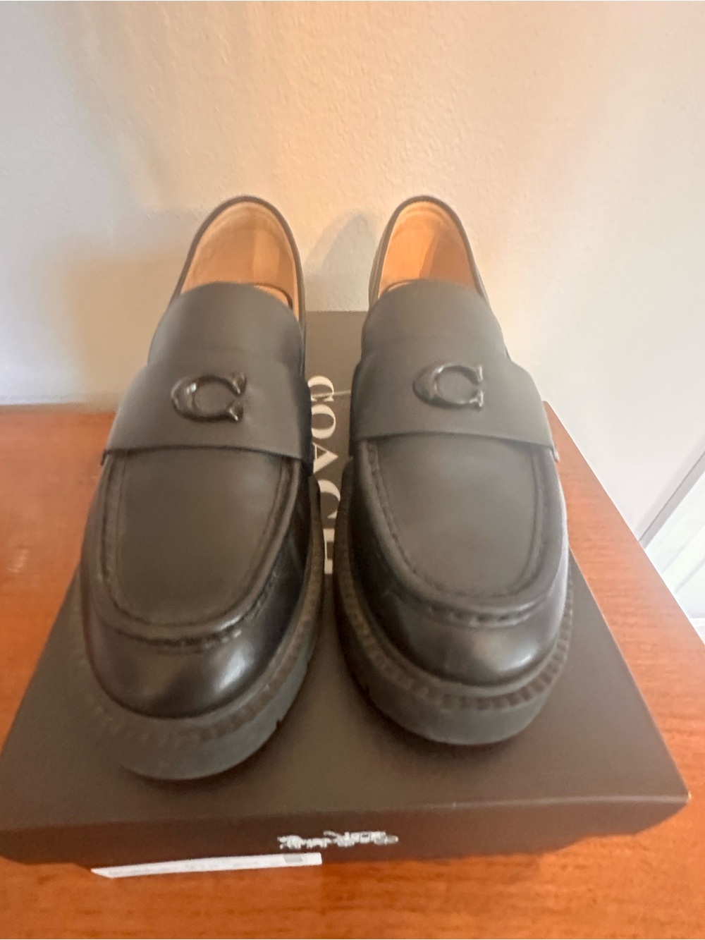 Coach leather Leah loafer, black, US 8.5